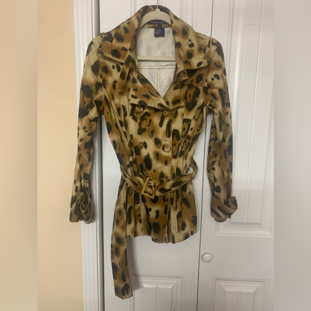 Leopard Print Women's Trench Jacket